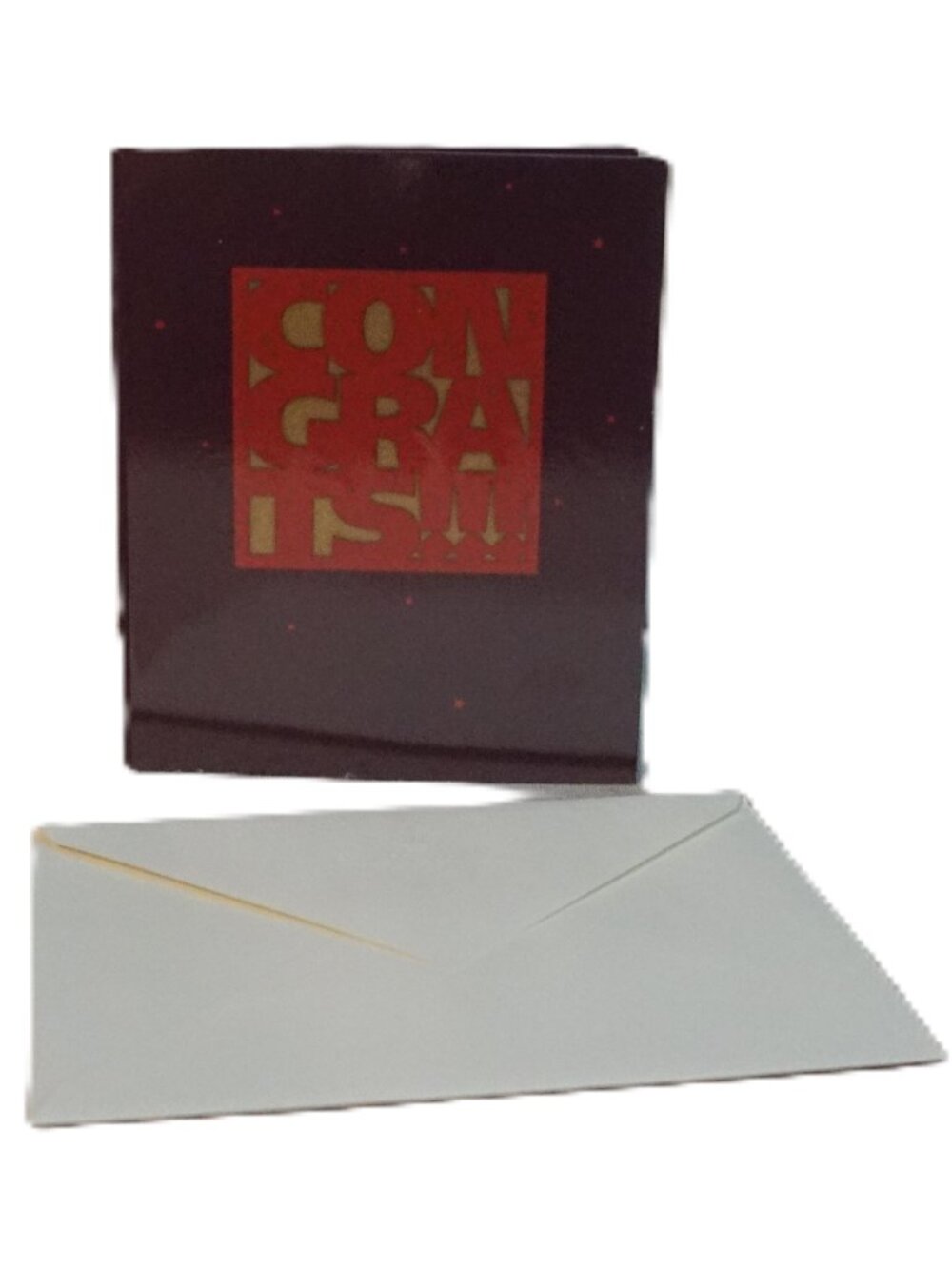 Vintage Hallmark Laser Gallery Congrats!!! Well Done Plum Red Greeting Card